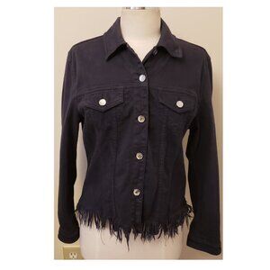 Liu Jo Black Denim Button-down with Fringes Jacket Size-L